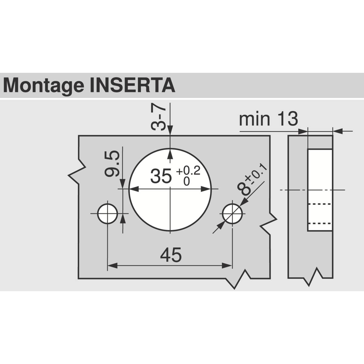 CHARNIÈRE D'ANGLE -15° INSERTA