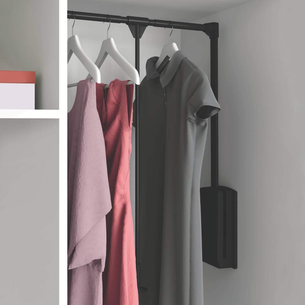 PENDERIE RABATTABLE HANG NOIR AJUSTABLE DE 600 À 830 MM