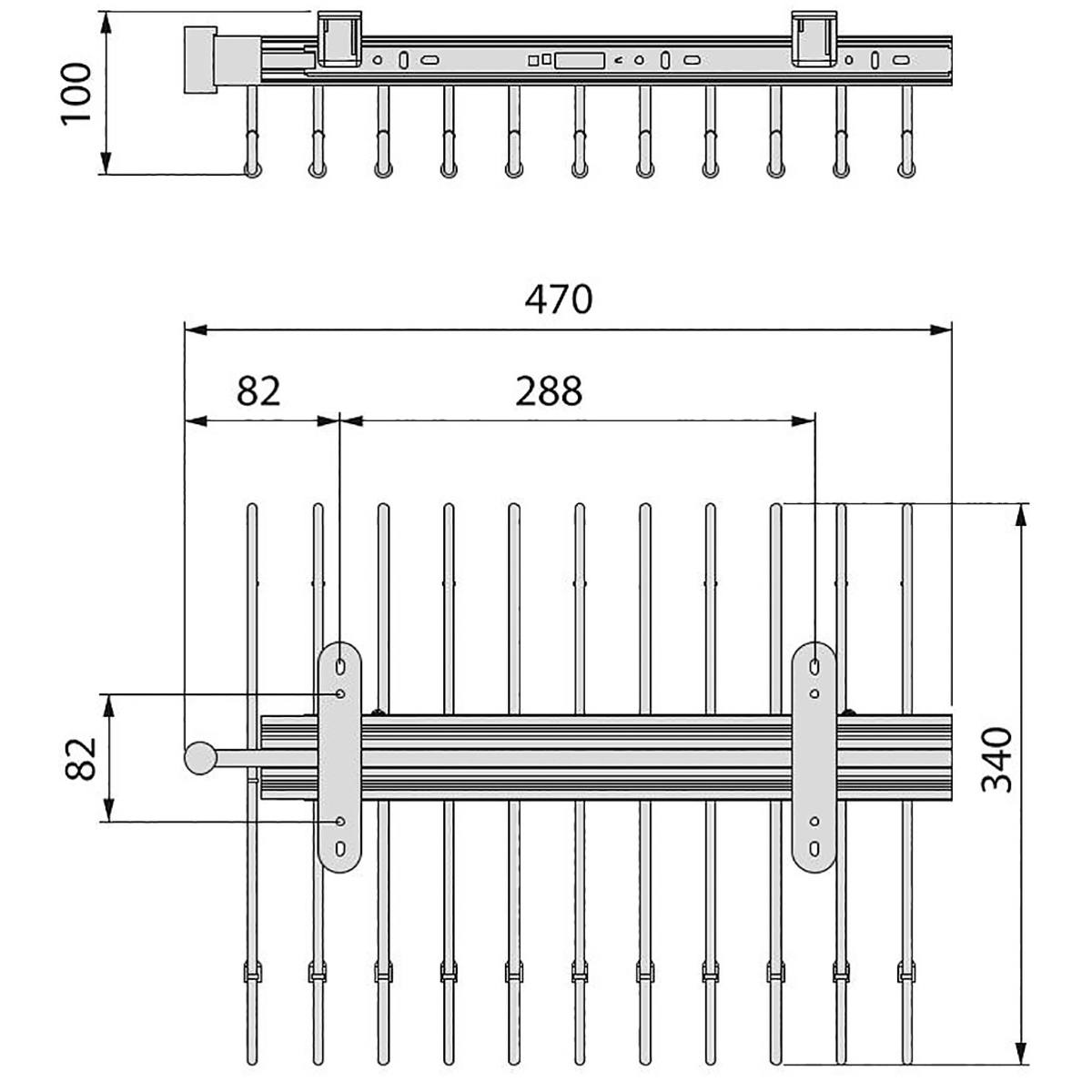 PORTE-PANTALON HACK EXTRACTIBLE SOUS TABLETTE. 11 SUPPORTS NOIR