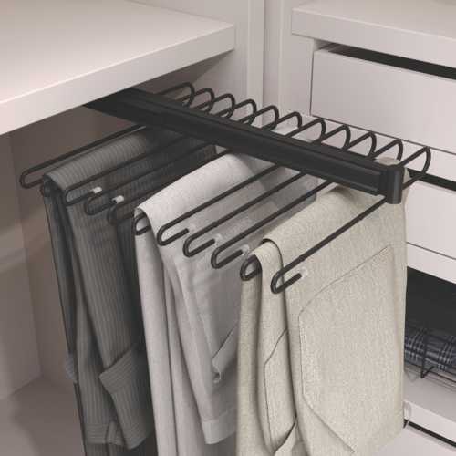 PORTE-PANTALON HACK EXTRACTIBLE SOUS TABLETTE. 11 SUPPORTS NOIR
