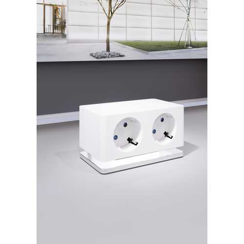 BLOC 2 PRISES +2 USB LATERALES A & C COLORIS BLANC AVEC SUPPORT ET FIXATION
