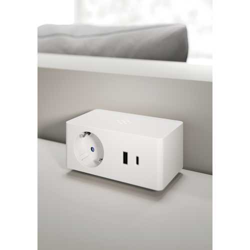 BLOC 1 PRISE + 2 USB A&C CHARG INDUCTION  BLANC + SUPPORT ET FIXATION