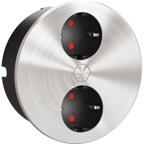 BLOC 2 PRISES ENCASTRABLES E-DUPLEX 220/240V FINITION INOX OUVERTURE MOTORISÉE