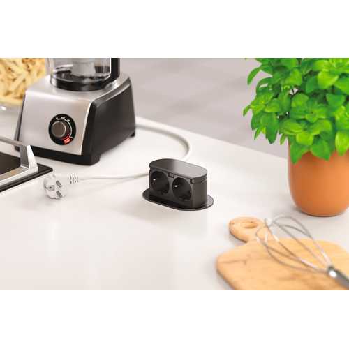 BLOC 2 PRISES ENCASTRABLES 220/240V PICCOLINO NOIR