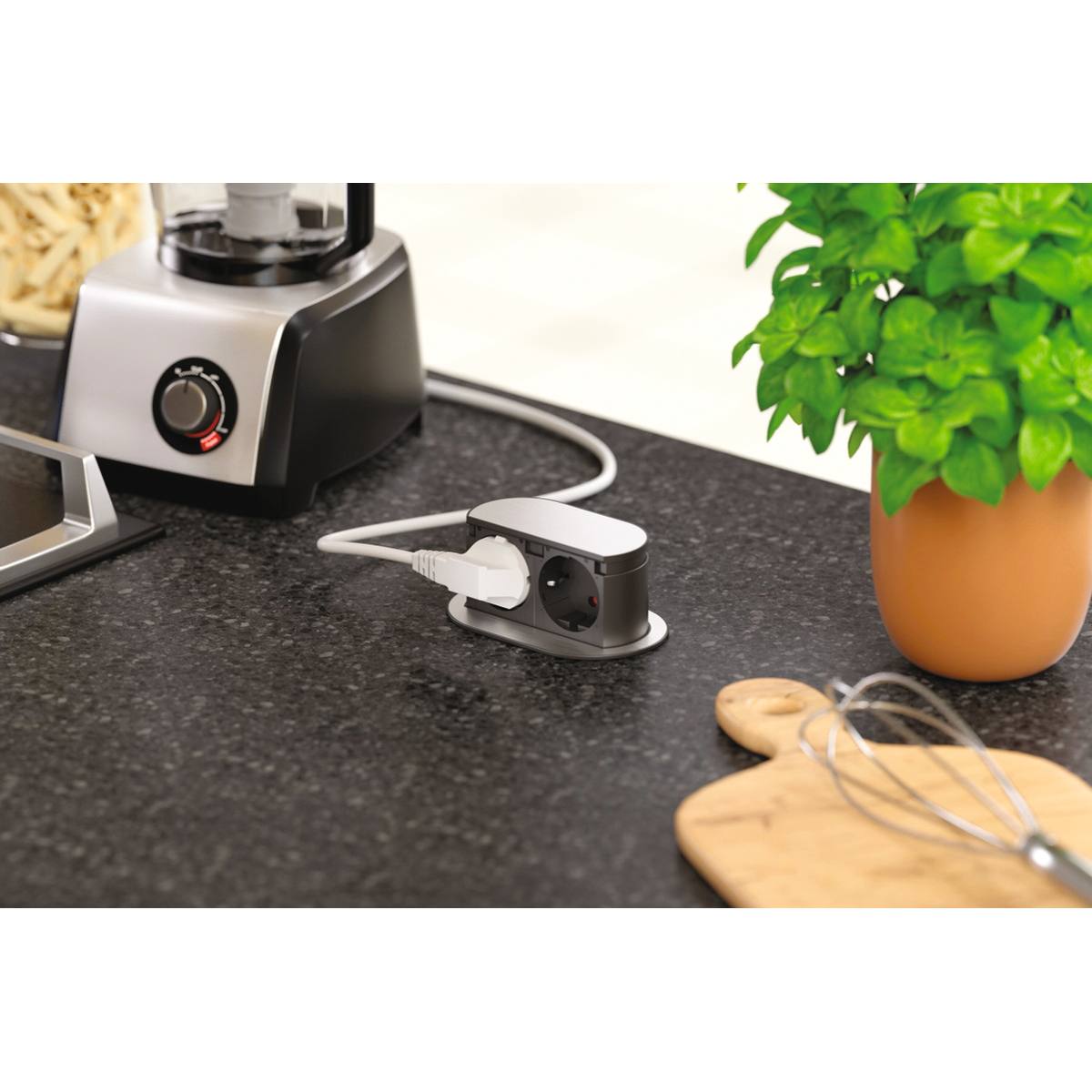 BLOC 2 PRISES ENCASTRABLES 220/240V PICCOLINO INOX