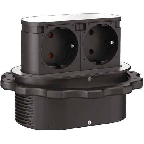 BLOC 2 PRISES ENCASTRABLES 220/240V PICCOLINO INOX