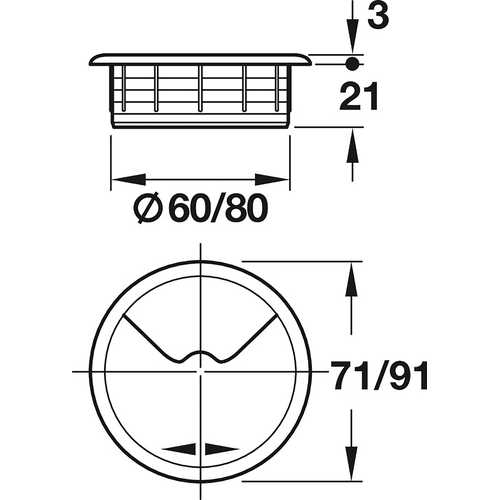 PASSE-CABLE ROND INOX Ø 60 MM