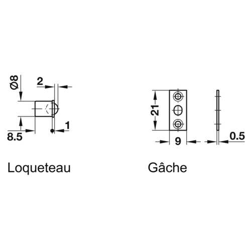 LOQUETEAU À BILLE Ø 8 MM