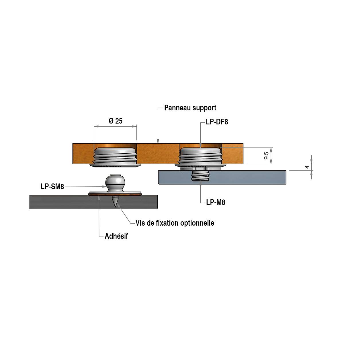CLIP AUTO-TARAUDEUR FEMELLE LOW PROFILE