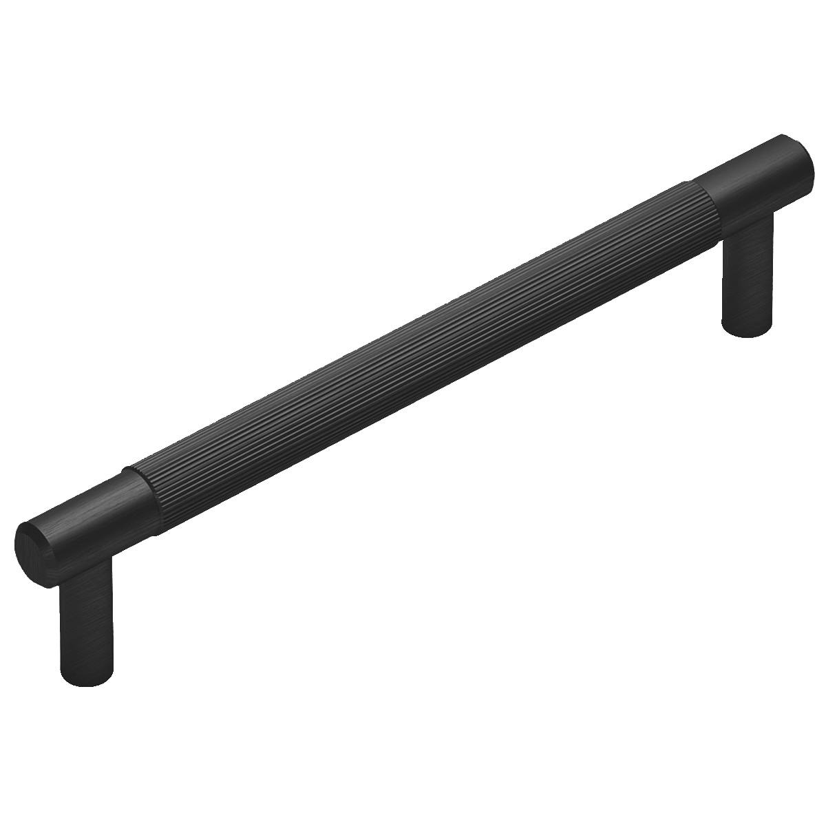 POIGNÉE DE MEUBLE CANNELÉE NOIRE ENTRAXE 160