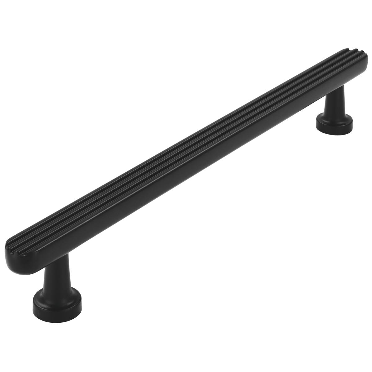 POIGNÉE DE MEUBLE PLATE CANNELÉE NOIRE ENTRAXE 160