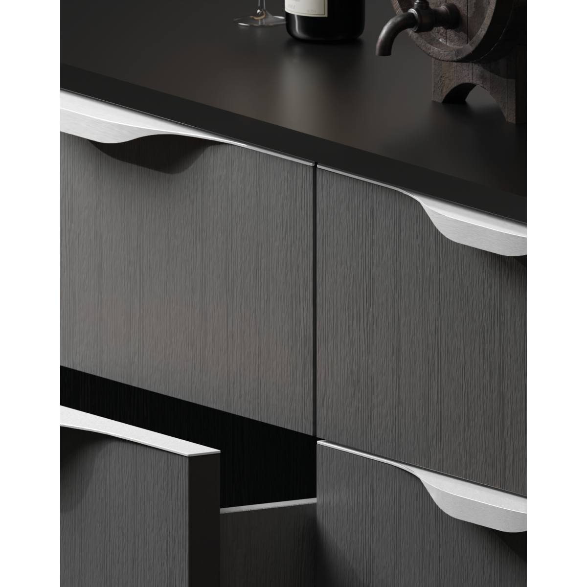 POIGNÉE SUR CHANT 772 FINITION INOX LG 147- HT12 -LARG39