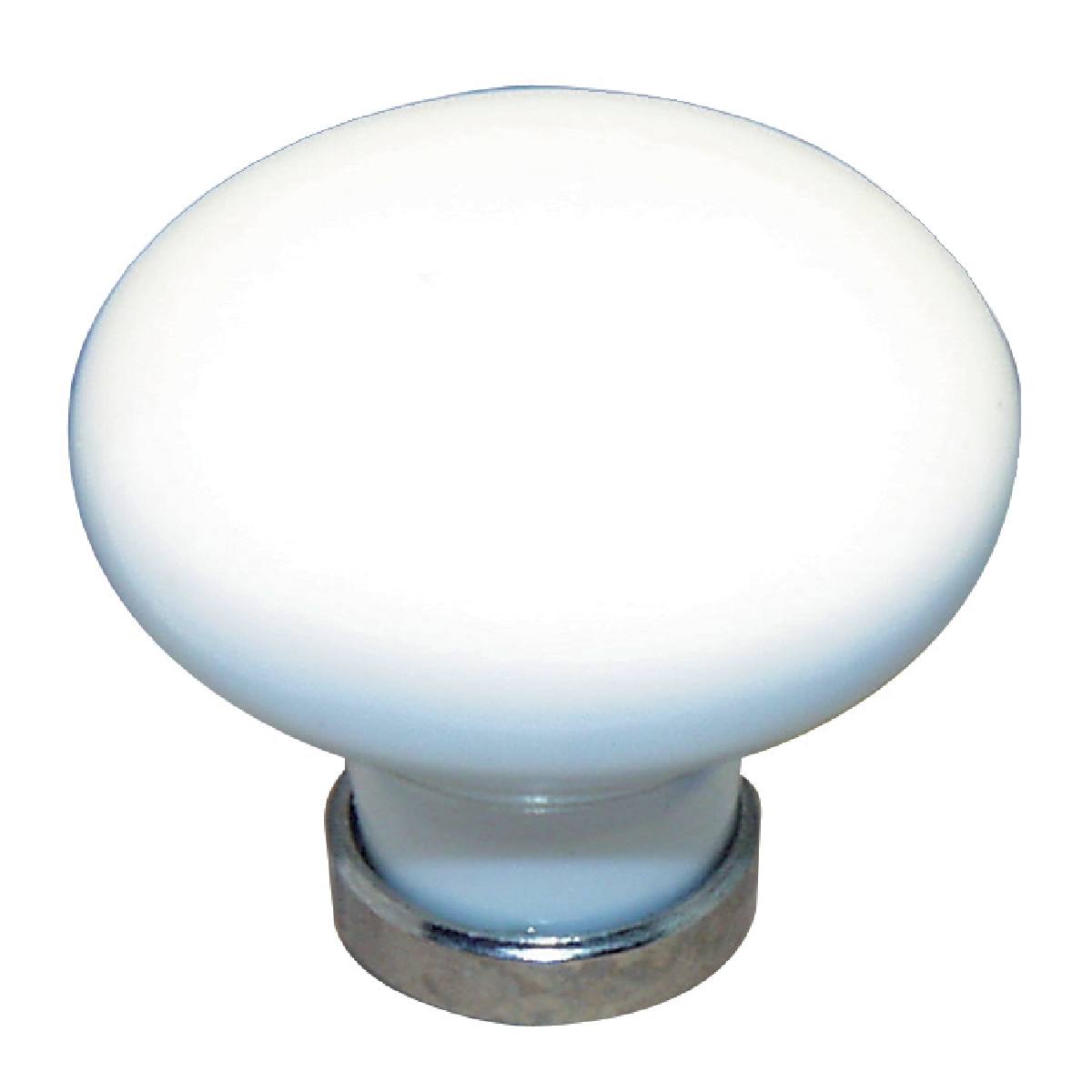 BOUTON ROND PORCELAINE / NICKEL BRILLANT Ø 35 MM
