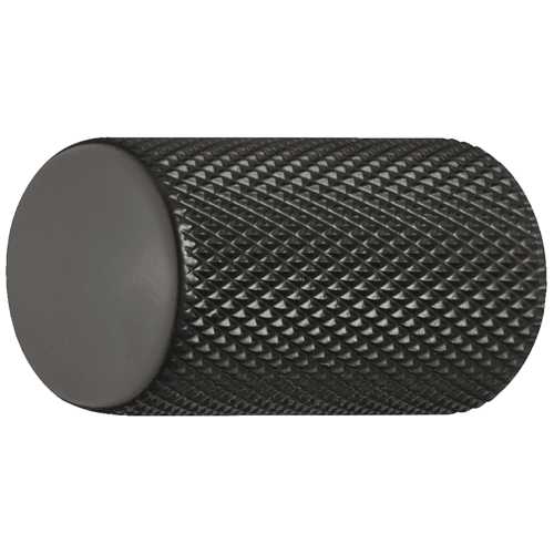 BOUTON DE MEUBLE ALU STRIÉ NOIR MAT Ø17
