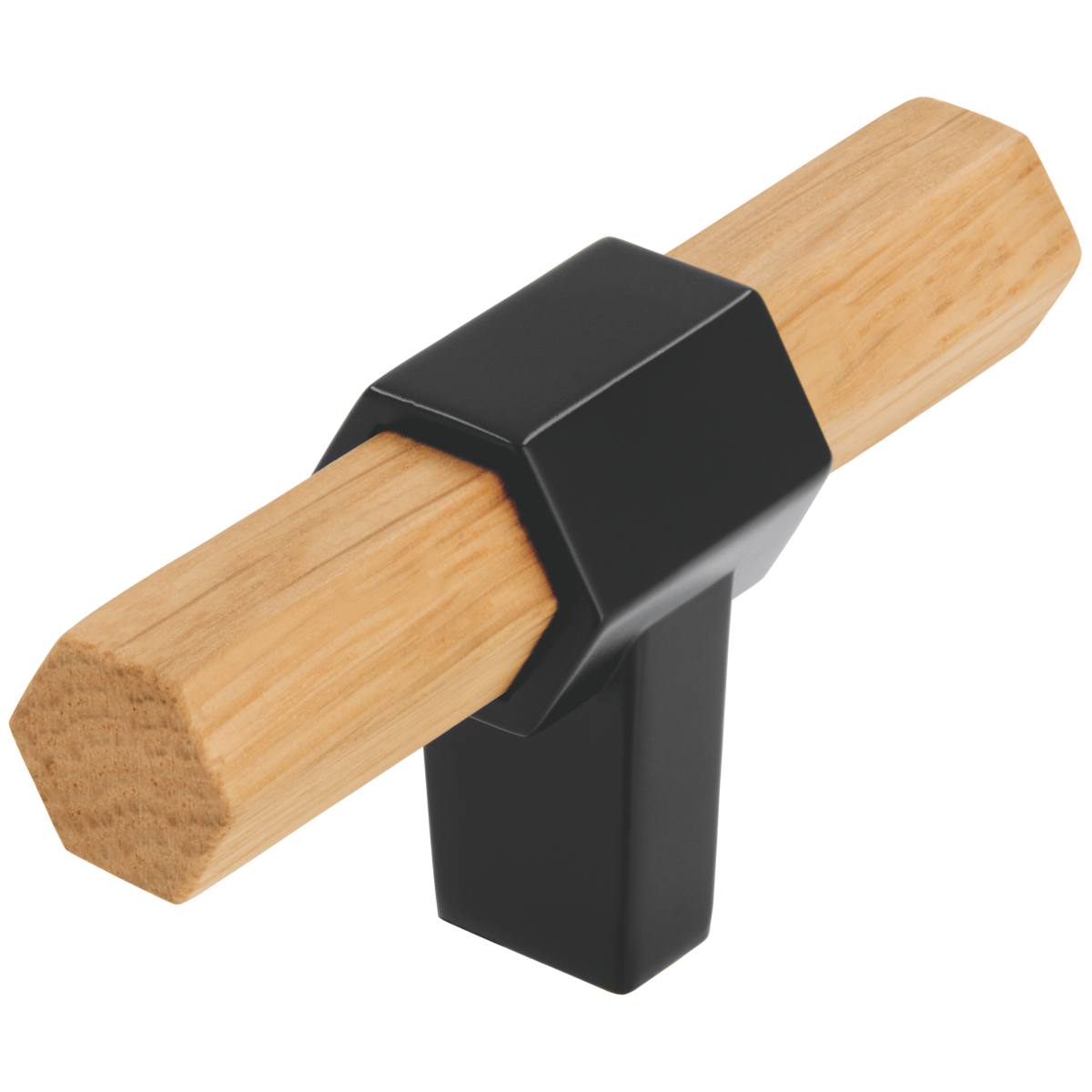 BOUTON DE MEUBLE CHÊNE EMBASE NOIRE