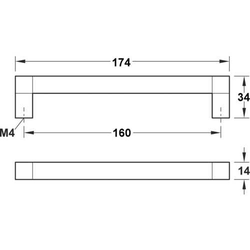 POIGNÉE DE MEUBLE ALUMINIUM NICKELÉ BROSS♂É EA 160