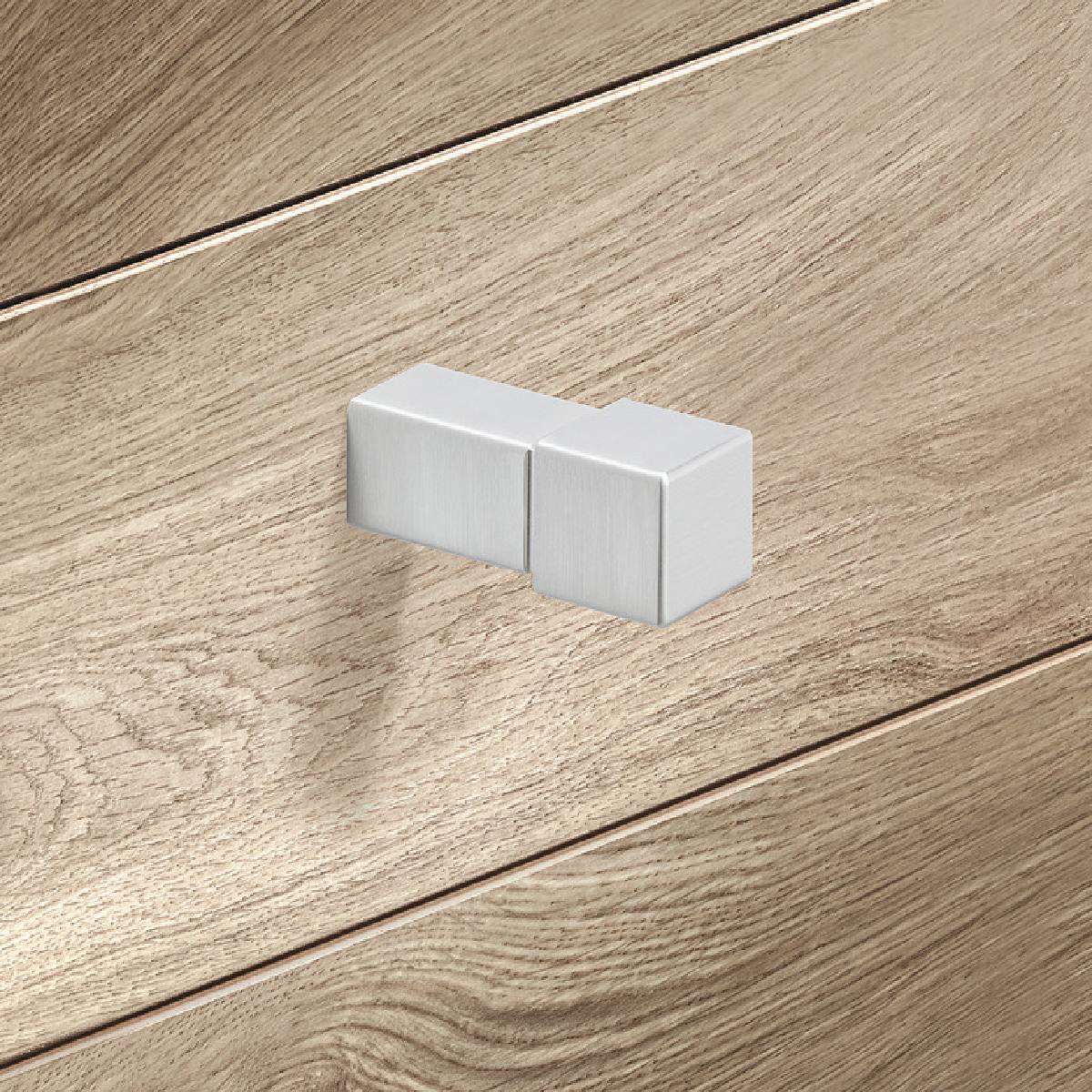 BOUTON DE MEUBLE CARRÉ NICKELÉ BROSSÉ