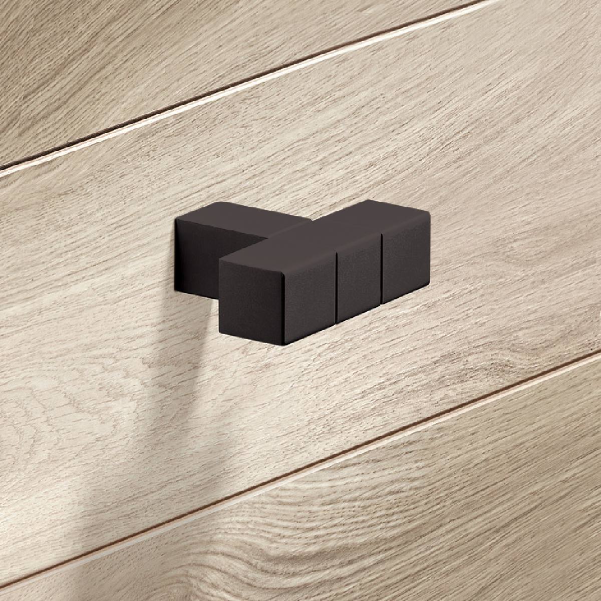 BOUTON DE MEUBLE EN T ALU ANODISÉ NOIR