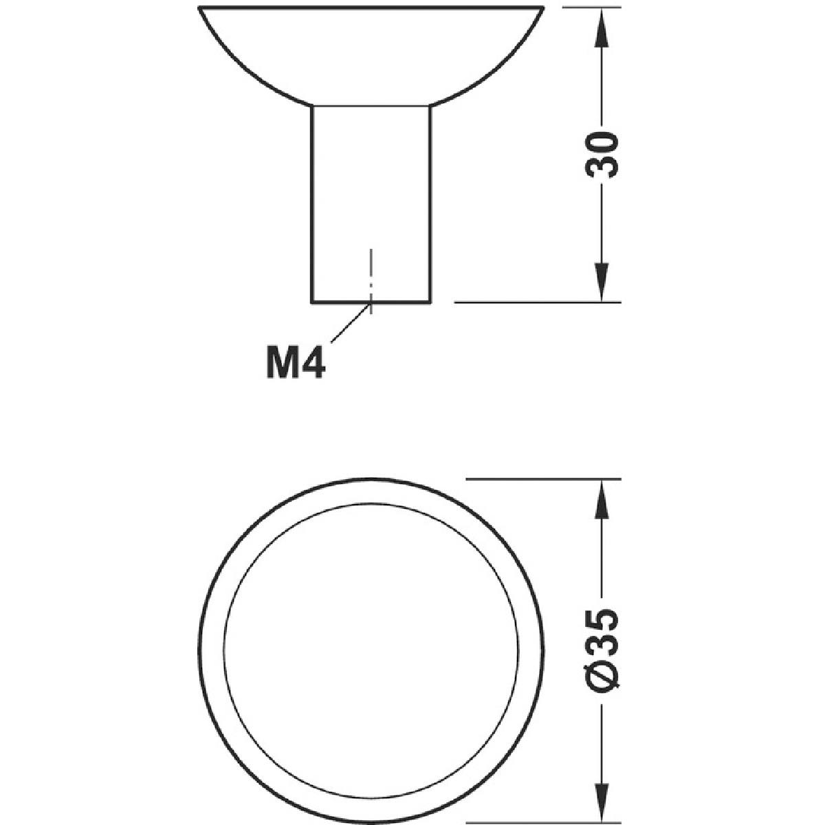 BOUTON DE MEUBLE ROND ARGENT MAT Ø35