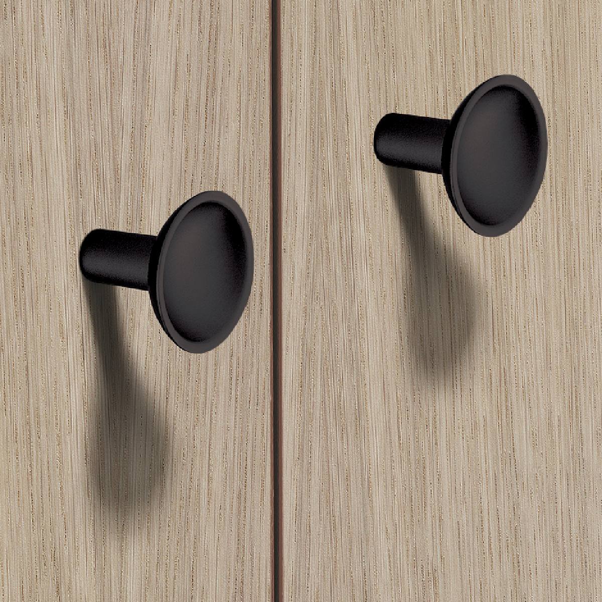 BOUTON DE MEUBLE ROND NOIR MAT Ø35