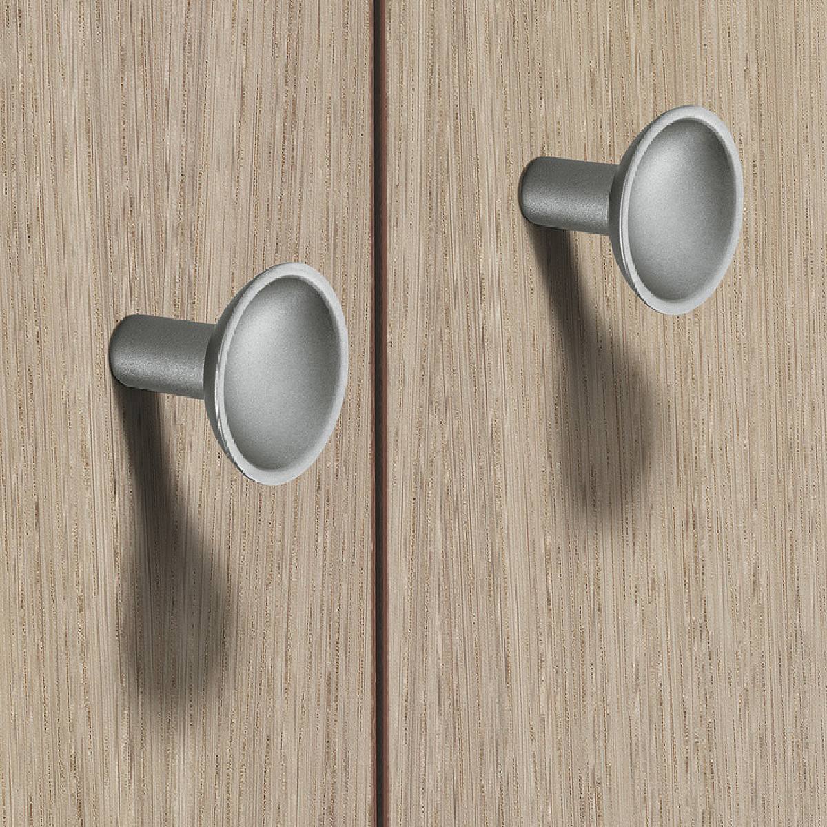BOUTON DE MEUBLE ROND ARGENT MAT Ø35