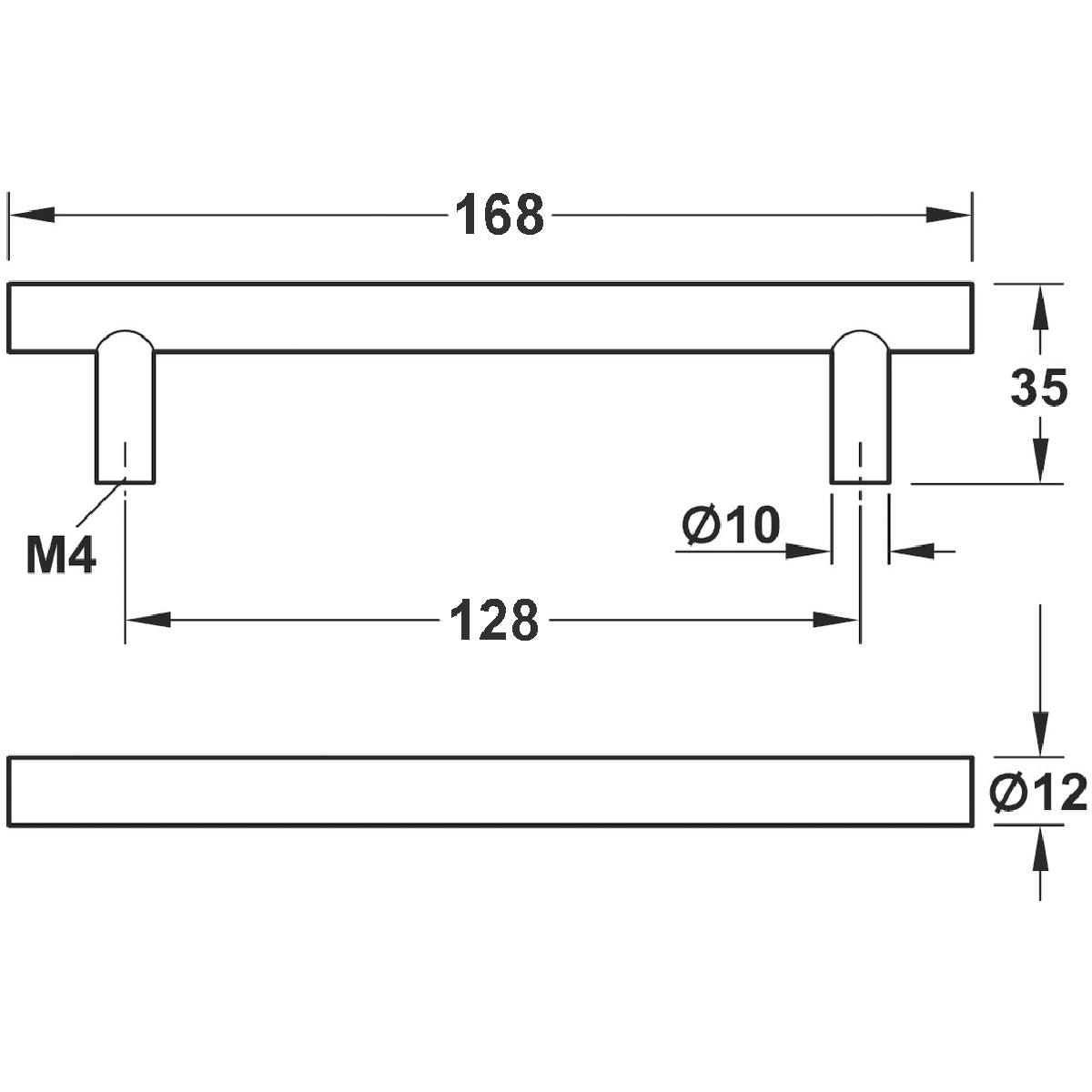 POIGNÉE DE MEUBLE BARRE NOIR MAT EA 128