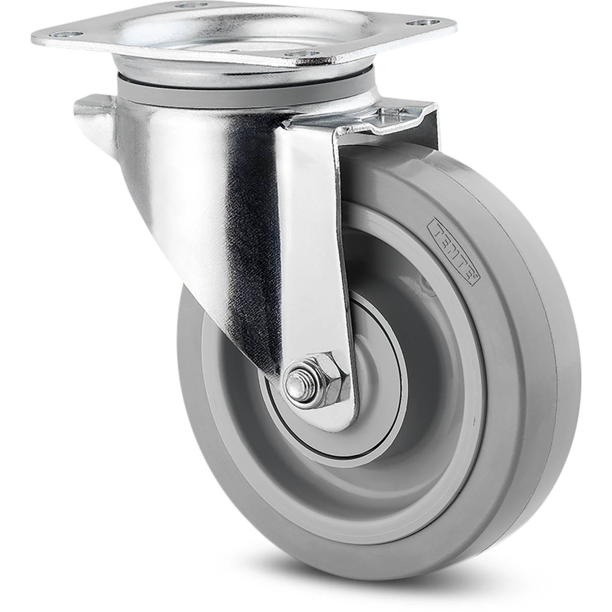 ROULETTE DE MANUTENTION LÉGÈRE GRISE PIVOTANTE À PLATINE Ø 100 MM
