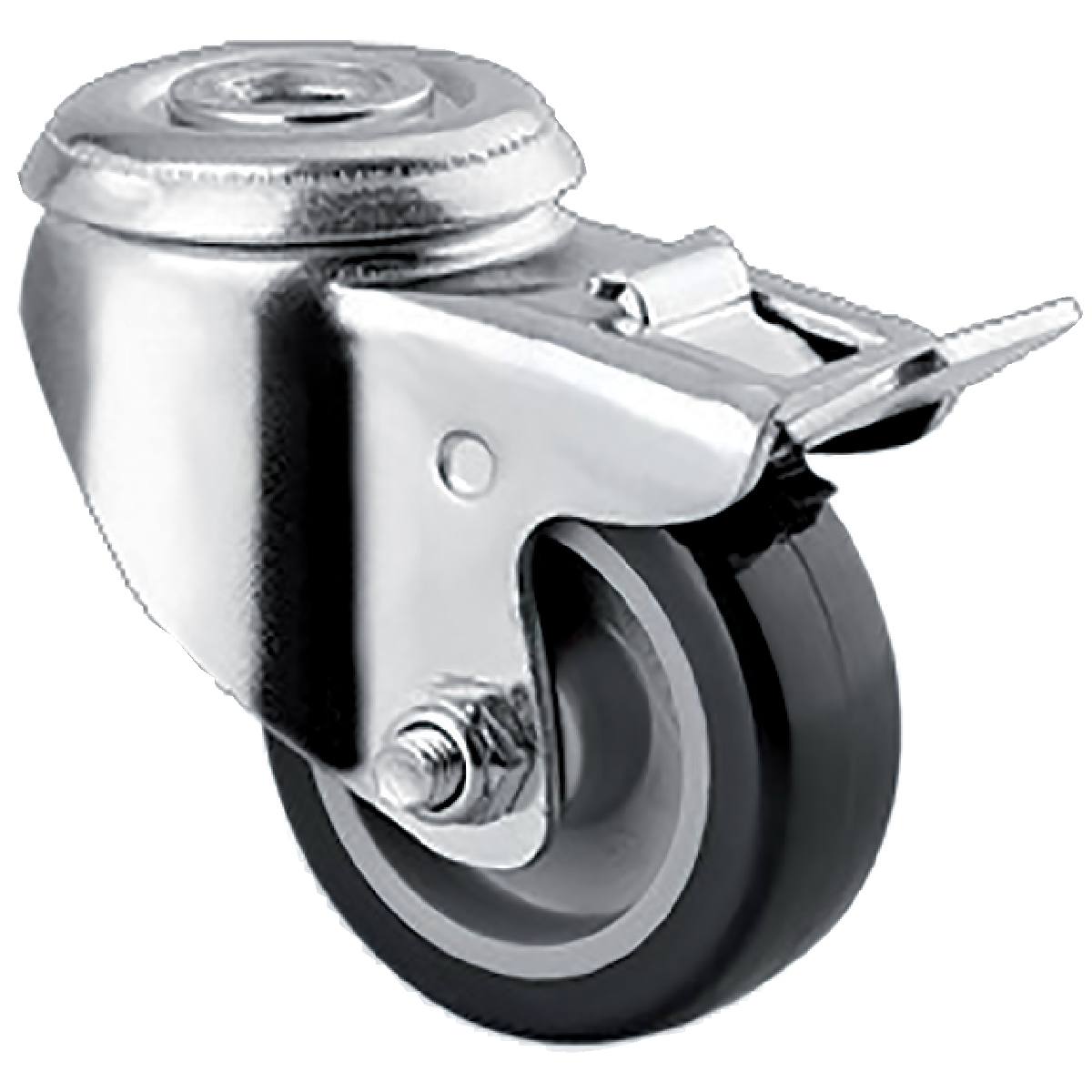 ROULETTE PIVOTANTE À OEIL À FREIN BANDAGE POLYURÉTANE Ø 50 MM