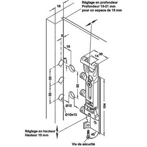 FERRURE DE SUSPENSION POUR MEUBLE HAUT
