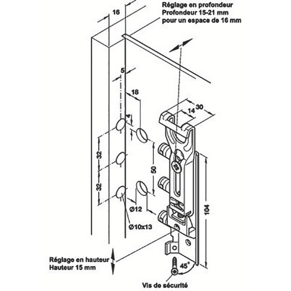 FERRURE DE SUSPENSION POUR MEUBLE HAUT