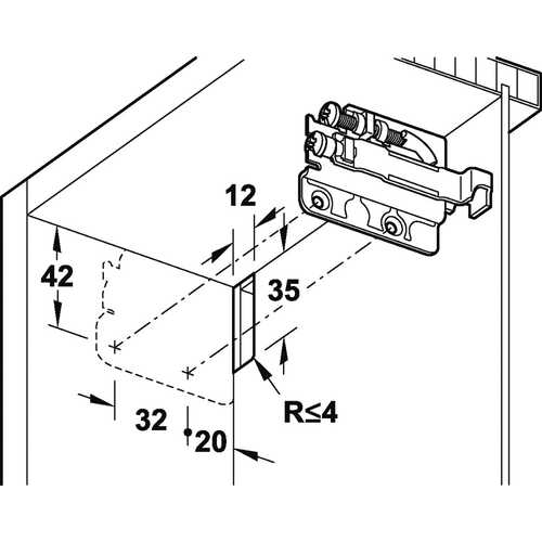 FERRURE DE SUSPENSION GAUCHE POUR MEUBLE HAUT