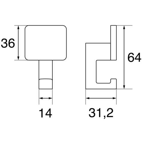 PATÈRE CARRÉE ARGENT