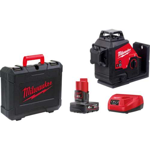 NIVEAU LASER VERT 3 LIGNES  360° 12 V  AVEC BATTERIE ET CHARGEUR