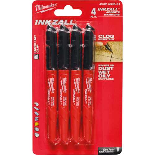 LOT DE 4 MARQUEURS INKZALL POINTE FINE NOIRE