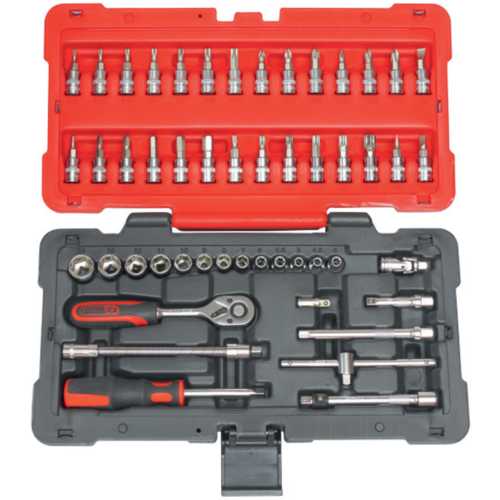 COFFRET DE DOUILLES ET EMBOUTS - CARRÉ 1/4 - 50 PIÈCES