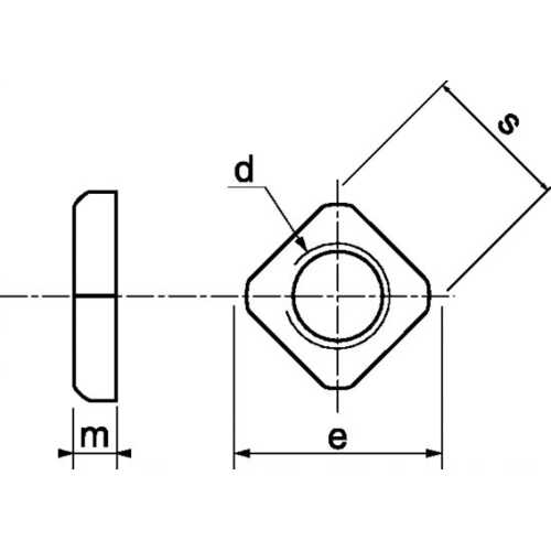 ÉCROU CARRÉ BAS INOX A2 Ø 6 MM