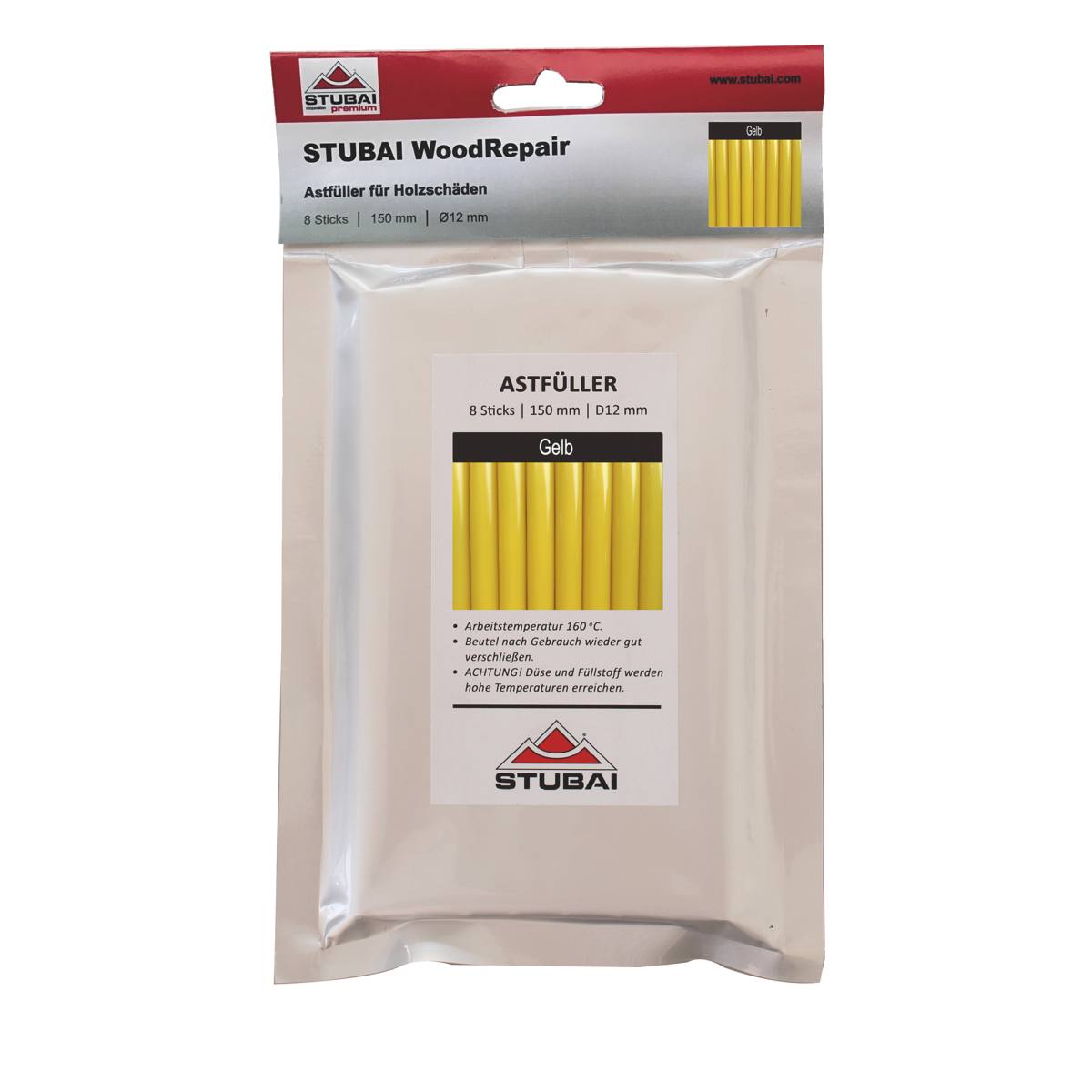 MASTIC DE REPARATION JAUNE INDUSTRIEL POUR BOIS -  9 BÂTONS  - Ø12mmx300mm