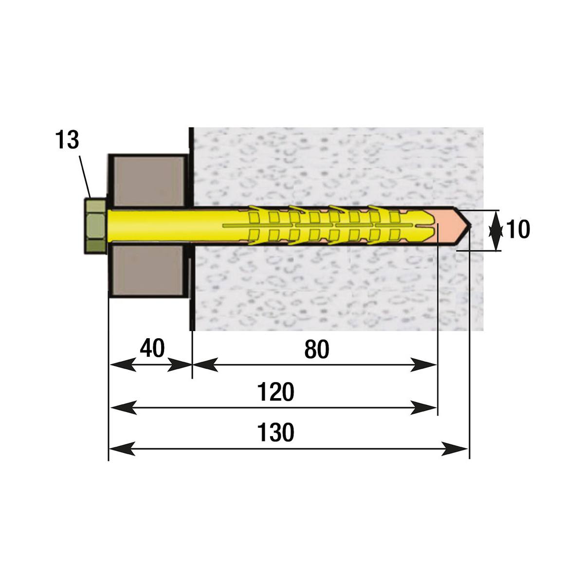 CHEVILLE MENUISERIE CHARGE MODÉRÉE 10 X 120 MM