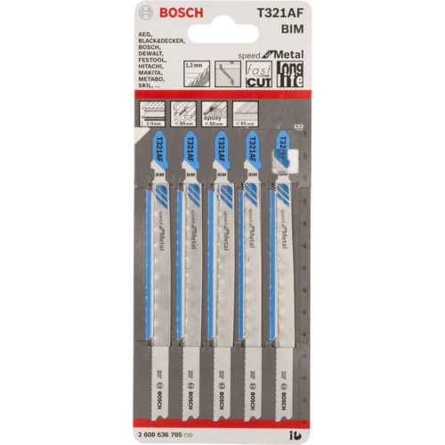 CARTE DE 5 LAMES DE SCIE SAUTEUSE T 318 A POUR LE MÉTAL