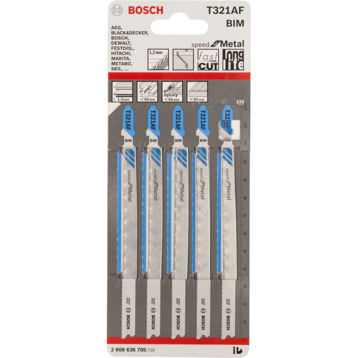 CARTE DE 5 LAMES DE SCIE SAUTEUSE T 318 A POUR LE MÉTAL