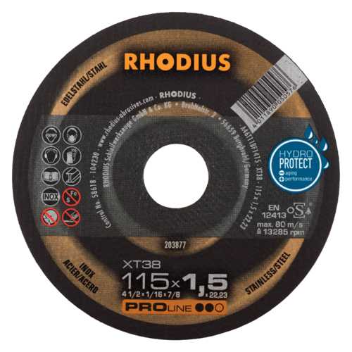 DISQUE À TRONÇONNER XT38 POUR LES ACIERS INOXYDABLES - Ø 115 X 1,5 X 22,2 MM