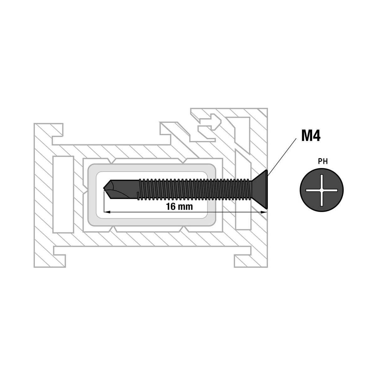 VIS AUTOPERCEUSE POUR RENFORT-SPÉCIALE PVC 4 X 16 MM