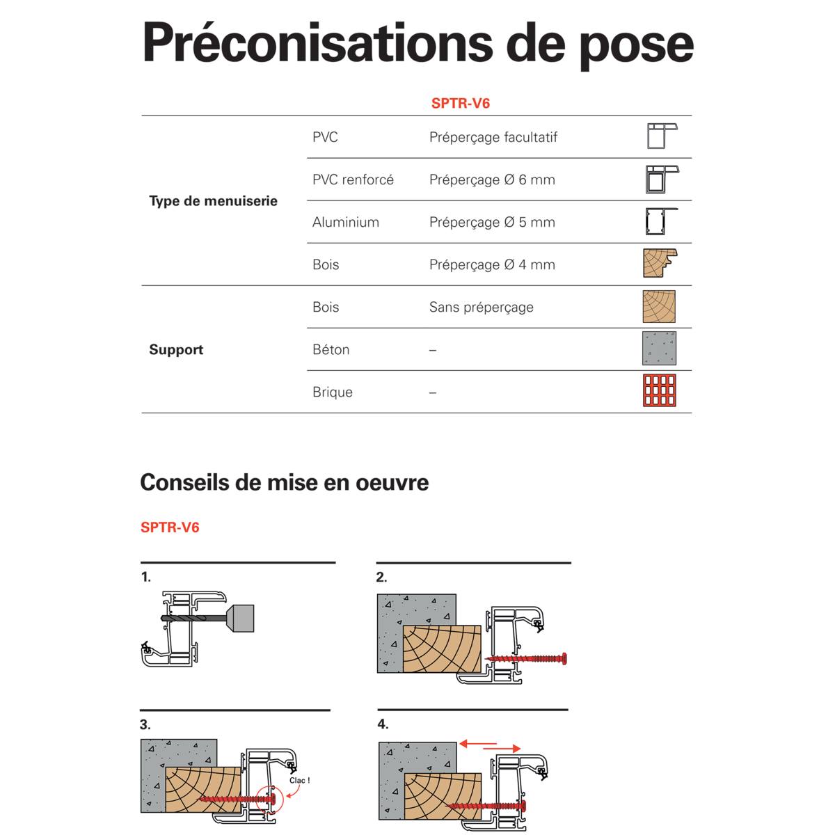 VIS SPTR-V6 6 X 60 MM POUR POSE DE MENUISERIES