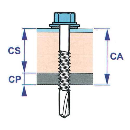 SACHET 100 VIS DE BARDAGE SUR ACIER 6,3 x 25 MM