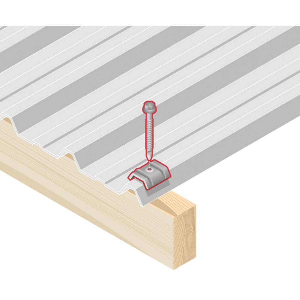 VIS AUTOPERCEUSE TH ZAMAC + CAVALIER POUR TOITURES METALLIQUES SUR SUPPORT BOIS RAL 7016