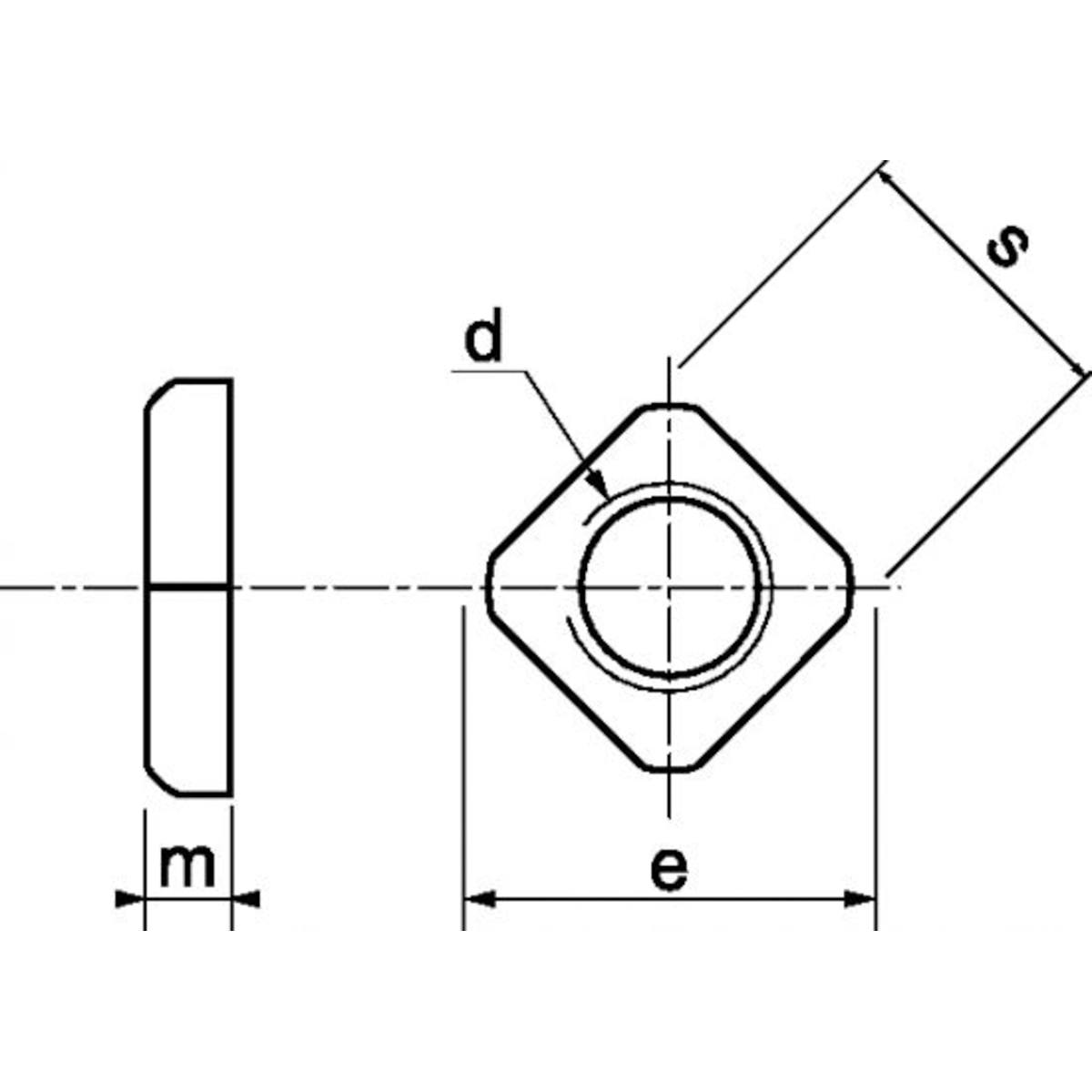 ÉCROU CARRÉ BAS INOX A2 Ø 6 MM