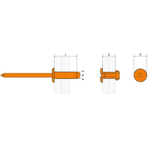 RIVET TOUT ALU - TÊTE PLATE 4,8 x 20 MM