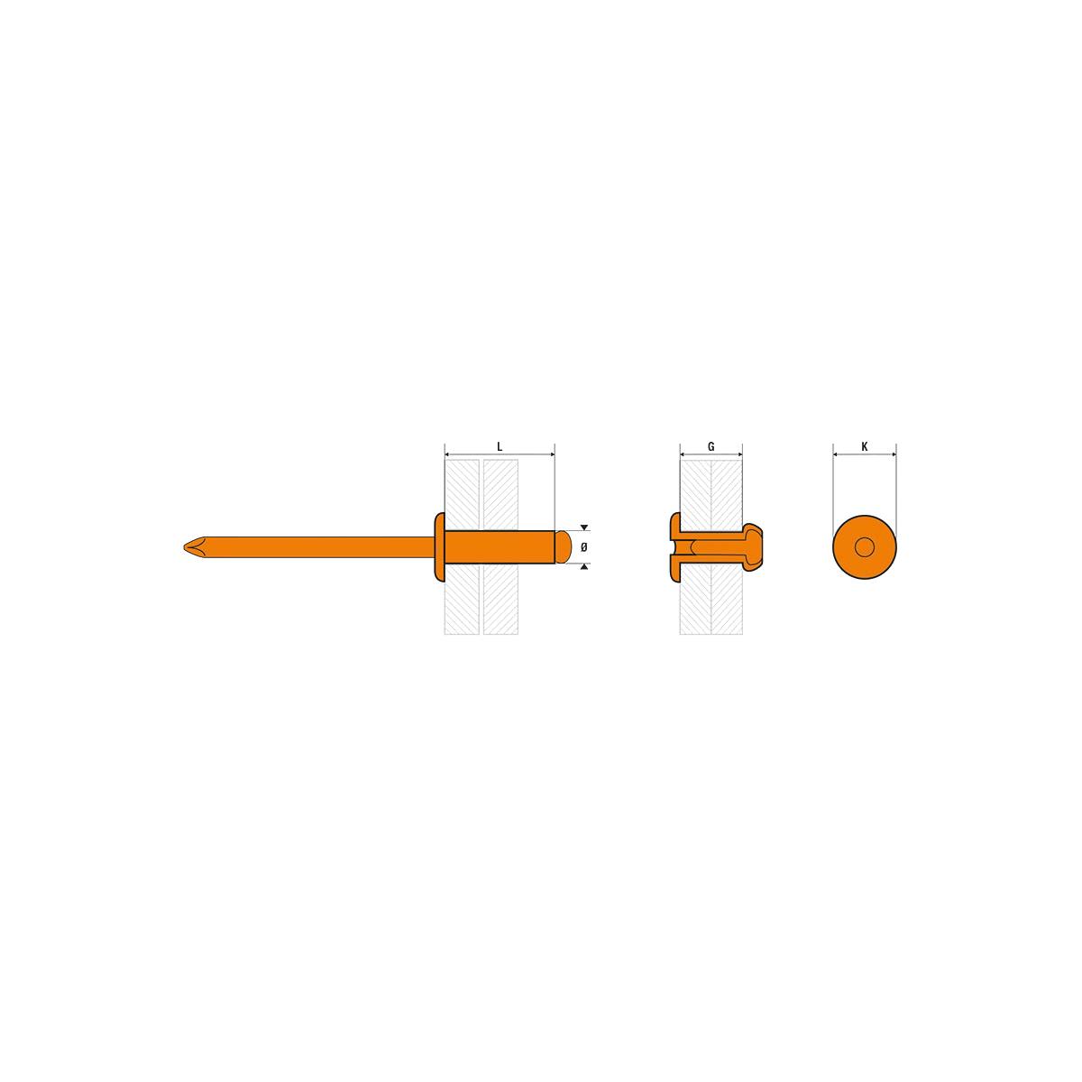 RIVET TOUT ALU - TÊTE PLATE 4,8 x 20 MM