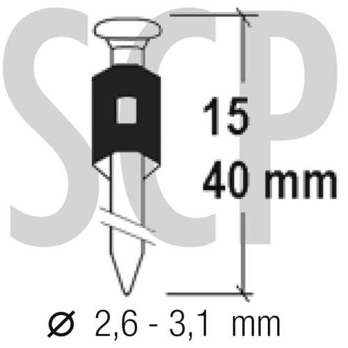 CLOU BÉTON 2,6 X 19 MM + GAZ CARTON DE 1000