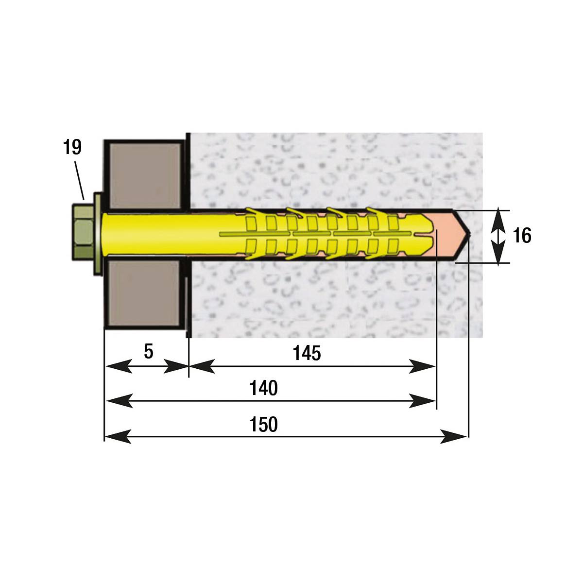 CHEVILLE MENUISERIE CHARGE FORTE 16 X 140 MM